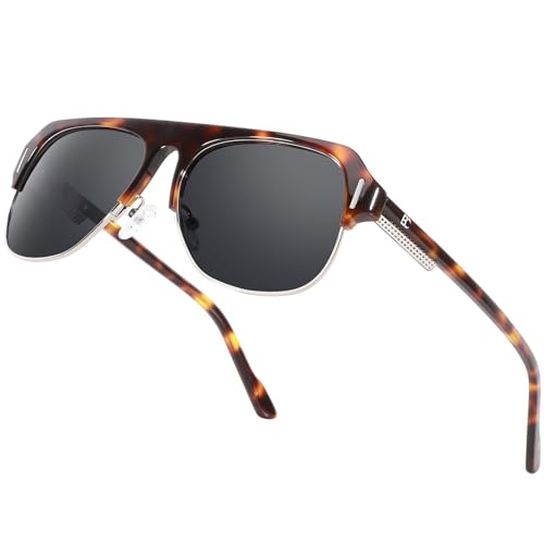 Image of BIRCEN Mens Acetate Polarized Sunglasses: Retro Square Sun Glasses UV400 Protection Anti-Glare Shades for Driving Travel