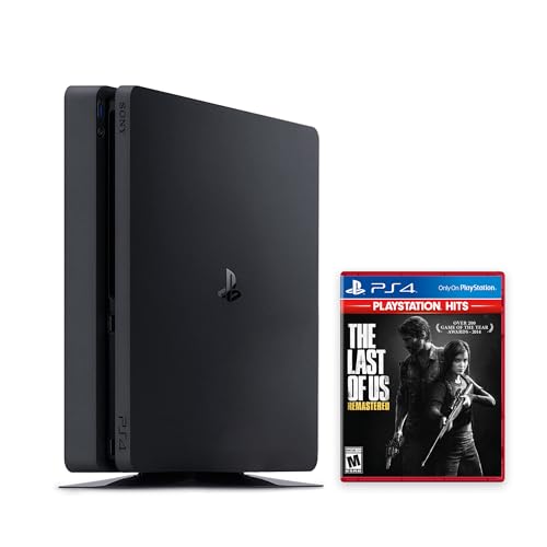 PlayStation 4 Slim 500GB Console (No Controller) with The Last of Us Remastered PS4 Game Disc - PS4 Gaming System (Renewed)