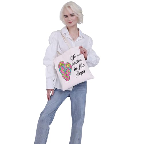 Bolsa Tote VAMSII Life is Better in Flip Flops para mujer miniatura 2