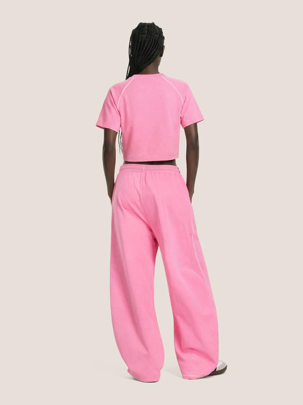 Aelfric Eden Dres do joggingu, damski letni Y2K, dwuczęściowy dres treningowy z krótkim rękawem, strój rekreacyjny, crop top, spodnie do biegania, strój domowy, zestaw wypoczynkowy, odzież streatwear