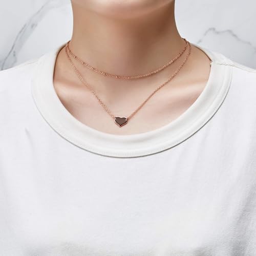 Philip Jones Rose Gold Plated Double Layered Heart Necklace - Image 3