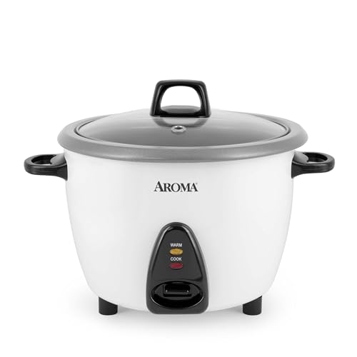 AROMA Rice Cooker, 10-Cup (Uncooked) / 20-Cup (Cooked), Steamer, Auto Keep Warm, Soup Maker, Oatmeal Cooker, Large Rice Cooker, 5 Qt, White, ARC-360-NGP