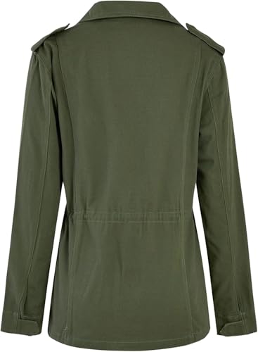 Womens Zip Up Military Anorak Safari Jacket Snap Button Parka Utility Coat Lightweight Field Outwear with Pockets2