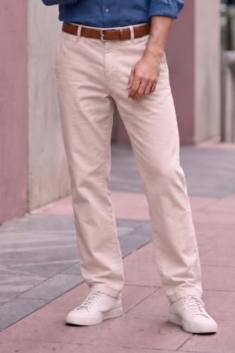 Image of Louis Philippe Men's Slim Fit Slant Pocket Made of Stretch Fabric Solid Casual Trouser