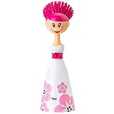 Vigar Dolls Dish Brush with Printed Dress, 10-3/4-Inches, White, Pink
