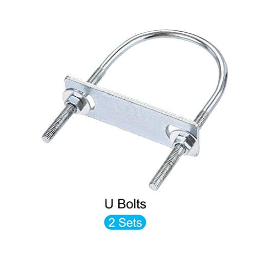 Image of METALLIXITY U Bolts 2 Sets (M6x60x100mm), Round U Bolt Steel with Accessories - for Construction, Pipe