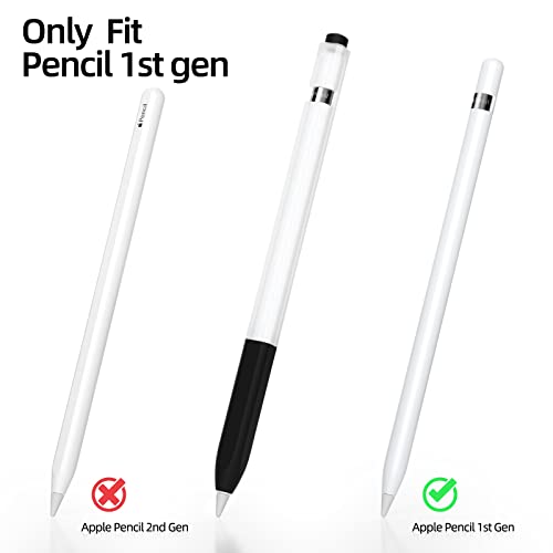 Image of Compatible with Apple Pencil 1st Generation Case, Non-Slip Silicone Case, [with 10 Silicone Nib Sleeves] for Apple Pencil 1st Generation. (Black)