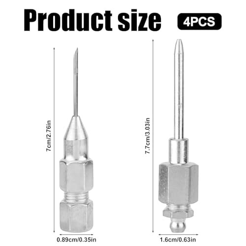 Image of Gosknor 4pcs Grease Gun Needle Nozzle Kit, 2 Grease Gun Needle Dispensers & 2 Grease Needles Iron Grease Gun Nozzle Adapter Set Needle Tip Fitting Tool Accessories for 1 /8 Inch NPT Threads