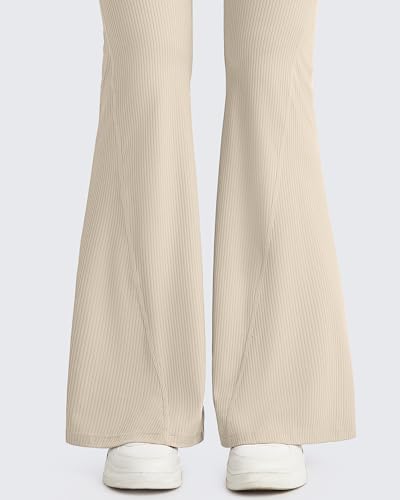 Image of G4Free Ribbed Flare Yoga Pants for Women High Waisted Bell Bottom Leggings Tummy Control Petite /Regular /Tall