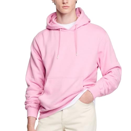 Zukela Pink Hoodies For Men Midweight Baggy Plain Fleece Big And