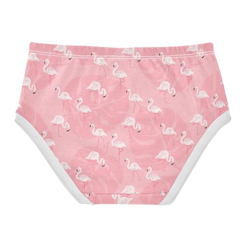 Girls' Underwear Pink Palm Leaf Flamingo Cotton Stretch Comfort Toddler Panties2