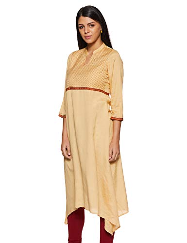 Image of Rangriti Beige Viscose A Line Kurta for Women