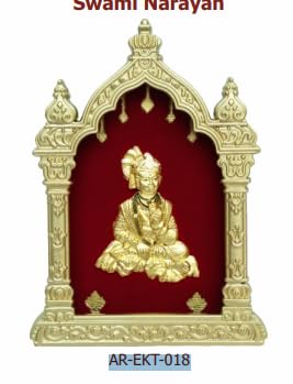 Image of EKA Temple Series Swami Narayan Table Top Premium Gold Foil Artwork with Metal Stand | Divine Swami Narayan Inspired Spiritual Decor for Home, Office & Pooja Space | Auspicious Gift