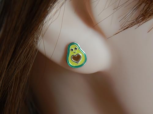 925 Sterling Silver Avocado Stud Earrings (Nickel Free/Hypoallergenic) 132283