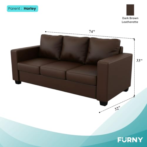Image of Furny Harrie 3 Seater Leatherette Sofa Set (Brown) | Soft Velvet Fabric | Modern Design | Comfortable Seating | Living Room Furniture