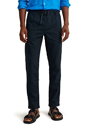 C&A Herren Chino Leinen Hosen Unifarben dunkelblau W38 L32