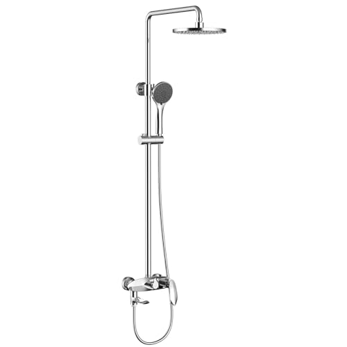Ensemble de douche à hauteur réglable, robinet baignoire et mitigeur mural 3 voies
