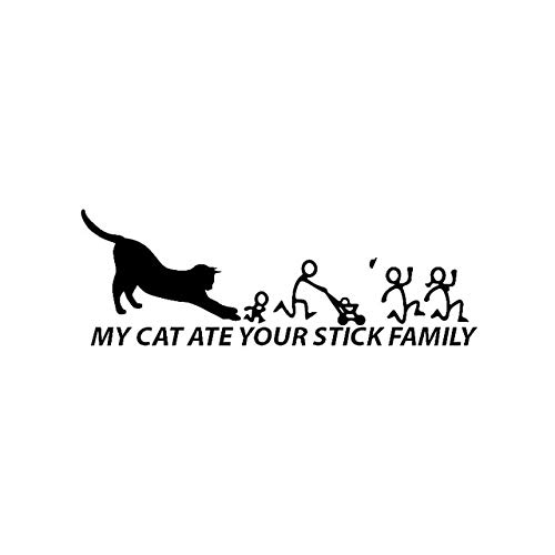 15.8CM*5.4CM VINYL DECAL CAR STICKER MY CAT ATE YOUR STICK FAMILY Black/Silver C3-2081 - (Color Name: Black)