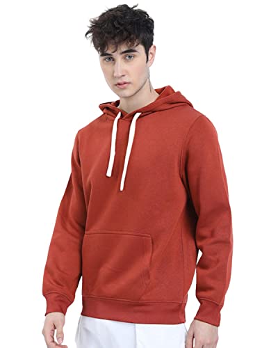 Image of Veirdo Cotton Fleece Regular Fit Hooded Sweatshirt Full Sleeves Solid Jumper Hoodie for Men /Boys