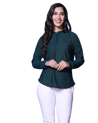 Image of Zilcon Womens Waffle (Cotton) Color Block Fashion Long Sleeve Crew Neck Spring Summer Winter Casual Loose T Shirts Tops