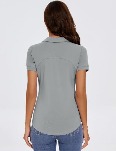 Image of TFSDOD Womens Golf Polo Shirts Collared Short Sleeve T Shirt Lightweight Moisture Wicking Polo Casual 3 Buttons Outfits
