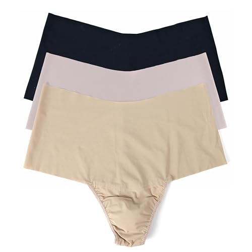 Image of hanky panky - BreatheSoft High Rise Thongs for Women | Microfibre Knit Underwear Panties, Lingerie | Sizes (XS-XL), 3 pack