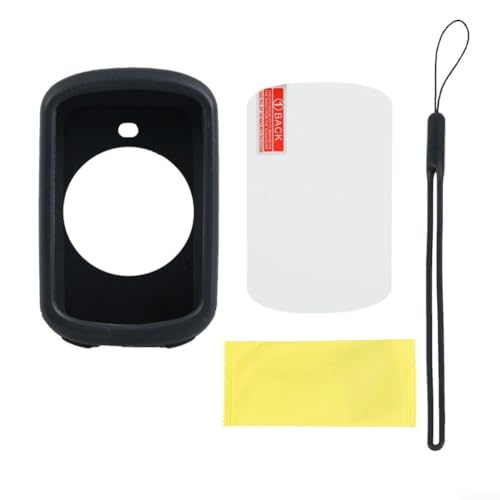 Funda protectora de silicona con protector de pantalla para Garmin Edge 530 Bike Computer (negro)