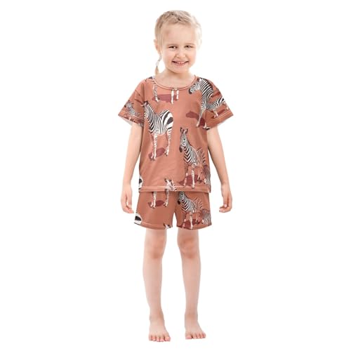 Zebra(3) Kids Pjs Set Boys Girls Summer Short-Sleeve Sleepwear Pajamas 2PCS3