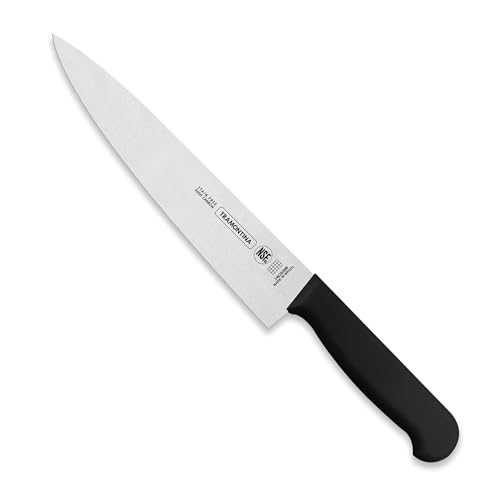 Image of TRAMONTINA Professional Meat /Chef Knife 20 cm | Stainless Steel Sub-Zero Treated Blade | Antimicrobial Black Polypropylene Handle | Heavy-Duty Butcher & Meat Processing Knife