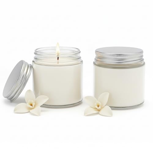 Trxvxo 2 PCS 4oz Vanilla Scented Candles, White Soy Wax Gift Set | Elegant & Cozy Present...
