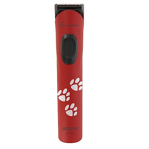 Aesculap Exacta Hundetrimmer Pfotentrimmer ROT. Perfekt für Detailarbeiten. Sehr leise Profi-Schermaschine mit LiIo Akku. 0,5 mm Schnittlänge + Tasche. Made in Germany