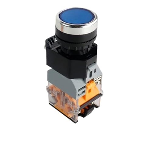 Interrupteur bouton-poussoir LA38-11D jaune 6V 22mm 2NO à rappel