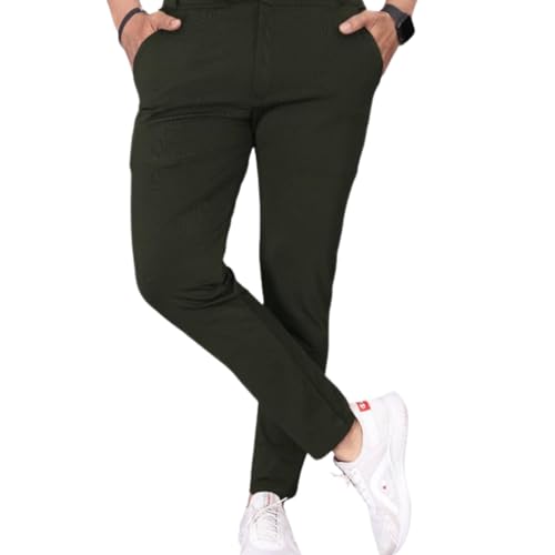Image of COMBRAIDED Men's Slim Fit Stretchable Casual Trousers | Stylish Lycra Blend Pants for Office, Party