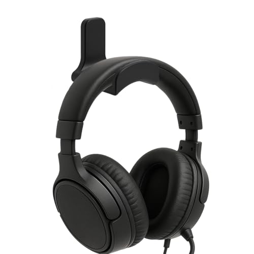 Suporte de Parede Universal para Headset, Preto, Fixação com Fita 3M ou Parafuso, Resistente até 5kg, Organizador para Fone Gamer