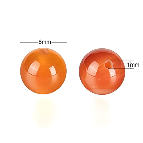 BEEFLYING 100 Pcs 8mm Natural Carnelian Round Beads Orange Gemstone Loose Round Beads for DIY Stretch Earring Bracelets Kits Making - Image 2