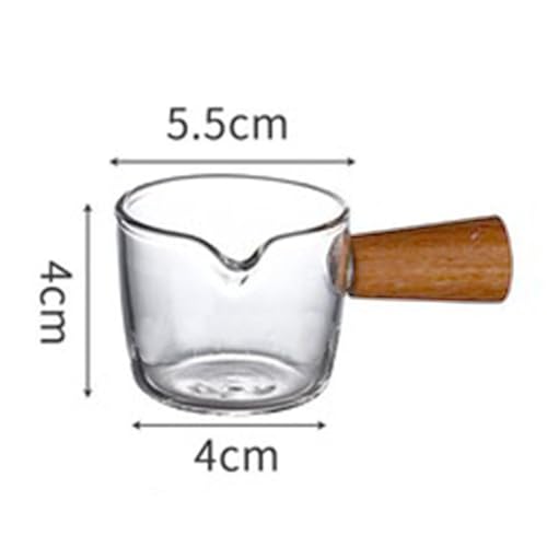 Vaso medidor de vidrio para café de 50 ml con mango de madera miniatura 2