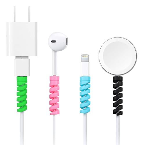 Image of J'TTON 12 Pcs Spiral Sleeves for Charger Cable Protector Data Cable Saver Charging Cord Protective Cable Cover Headphone MacBook Laptop Earphone Cell Phone (Set of 3)