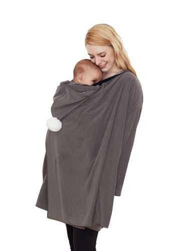 Image of Konny Baby Carrier Winter Cover, Maternity Baby Carrier Hoodie, Women's Fleece Jacket, Maternity Coat, Nursing Hoodie(Charcoal, One Size)