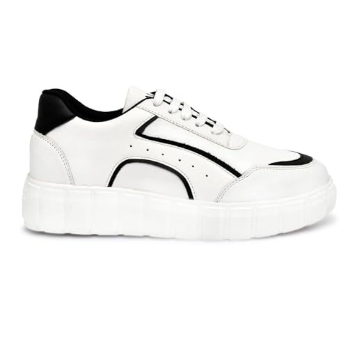 Image of Women's White Casual Sneaker|Walking Gym Running|Ultra Soft Cushion|Lightweight Lace-Up|Effortless Style Shoes for Women's & Girl's