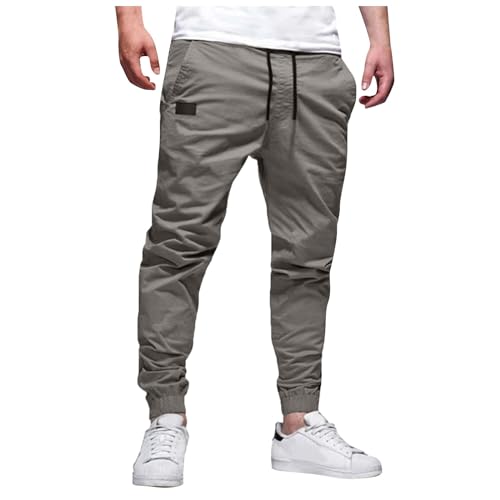Chino Joggers for Men Skinny Fit Athletic Sweatpants with Pockets Elastic Drawstring Waist Casual Outdoor Hiking Pants Mens Joggers Stretchy Cargo Work Pants Lightweight Solid Color Lounge Pants