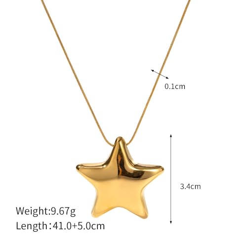 Minimalist Star Choker Necklace for Women Dainty Stainless Steel 18k Gold Plated Star Charm Pendant Trendy Adjustable Chain Necklaces Fashion Jewelry Christmas Birthday Gifts for Her Bff 17"2