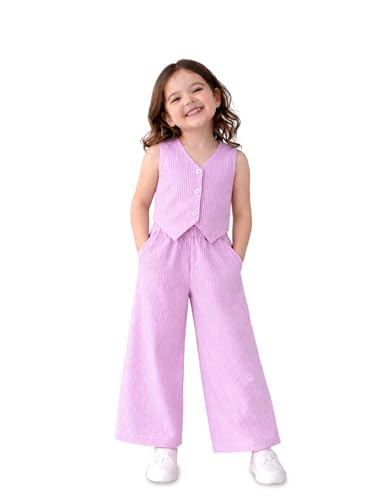 Image of Kidbea Girls 2-Piece Clothing Set, Cotton Sleeveless Vest Top & Leg Pant
