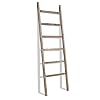 FUIN 6.4ft Wooden Blanket Ladder Farmhouse Decorative Wall Leaning Rack Holder Display Throw Quilt Rustic Towel Ladder for Bathroom, Burnt Brown, 24in Wide