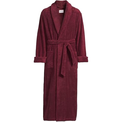 Lands' End Mens Full Length Terry Robe Rich Burgundy Regular X-Large3
