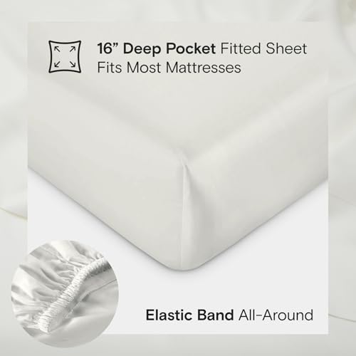 Sijo AiryWeight Tencel Sheet Set, 100% Lyocell Derived from Eucalyptus, Buttery Soft, Architectural Digest 2022 Best Cooling Sheets Winner - 4pc - 2 Pillowcases 1 Fitted 1 Top (Ivory, Queen)