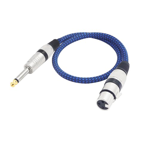 LANMINGLEL XLR Female to 1/4" TS Cable 6.35mm TS to XLR Female Unbalanced Cable Nylon Braided Microphone Cable Compatible with Microphone