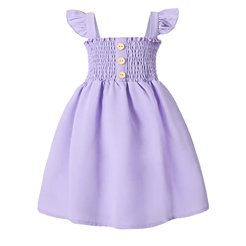 Image of JEELLIGULAR Toddler Dress Ruffle Sleeveless Button Down Dress for Toddler Girl Dress Summer Beach Casual A-line Sundress