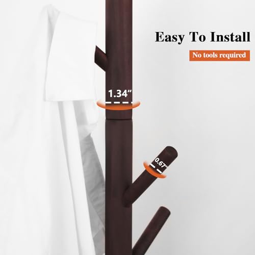 image for Z&L HOUSE Coat Rack Freestanding, Pure Natural Solid Wooden Coat Tree,