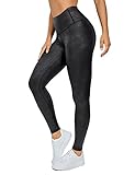 CRZ YOGA Matte Faux Leather Leggings for Women 25'' - High Waisted Stretch Ankle Leather Pants Tummy Control Pleather Tights Black Small