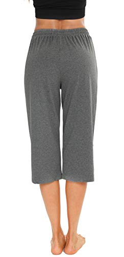 Vlazom Cotton Women's Pajama Bottoms Capri Lounge Pants Casual Cropped Pjs Trouser with Pockets & Drawstring4